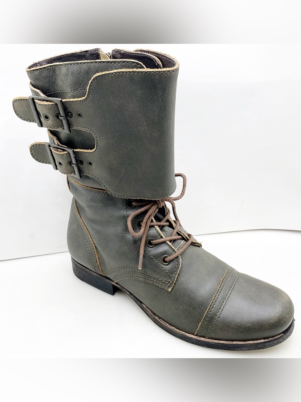 {Matisse} Lance Olive Combat Lace-Up Buckle Boots - Picture 11 of 13